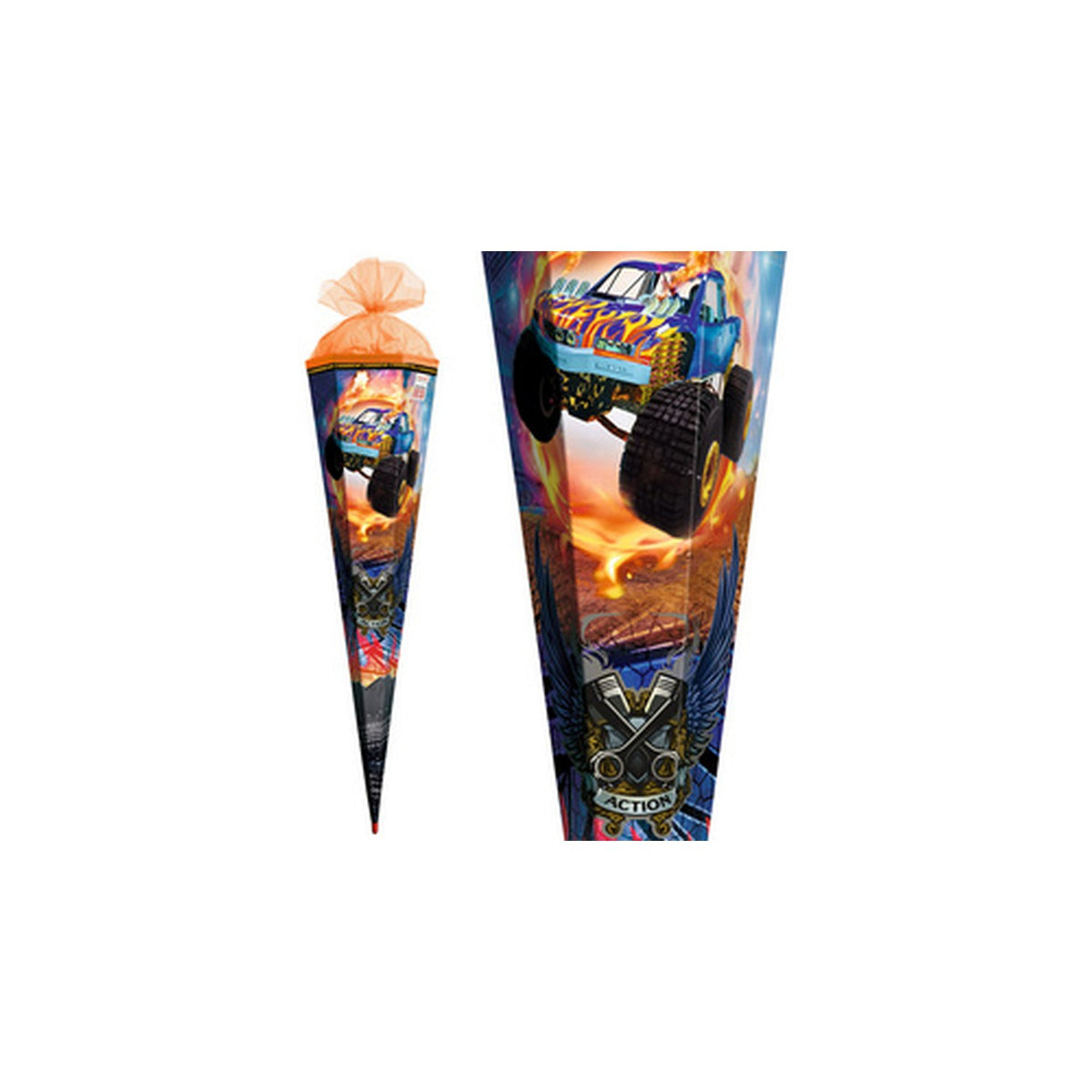 ROTH Schultüte "Monstertruck Fire", eckig, 850 mm