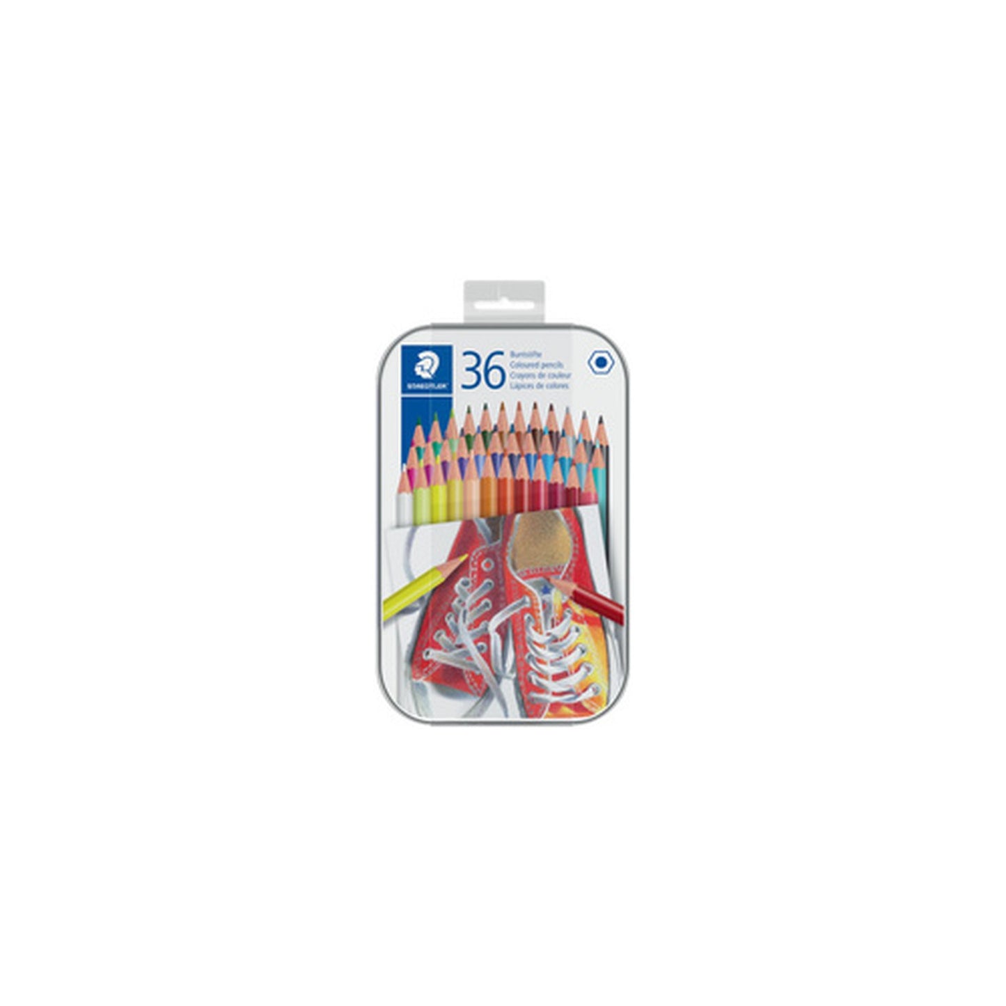 STAEDTLER Crayon de couleur hexagonal, étui en métal de 36