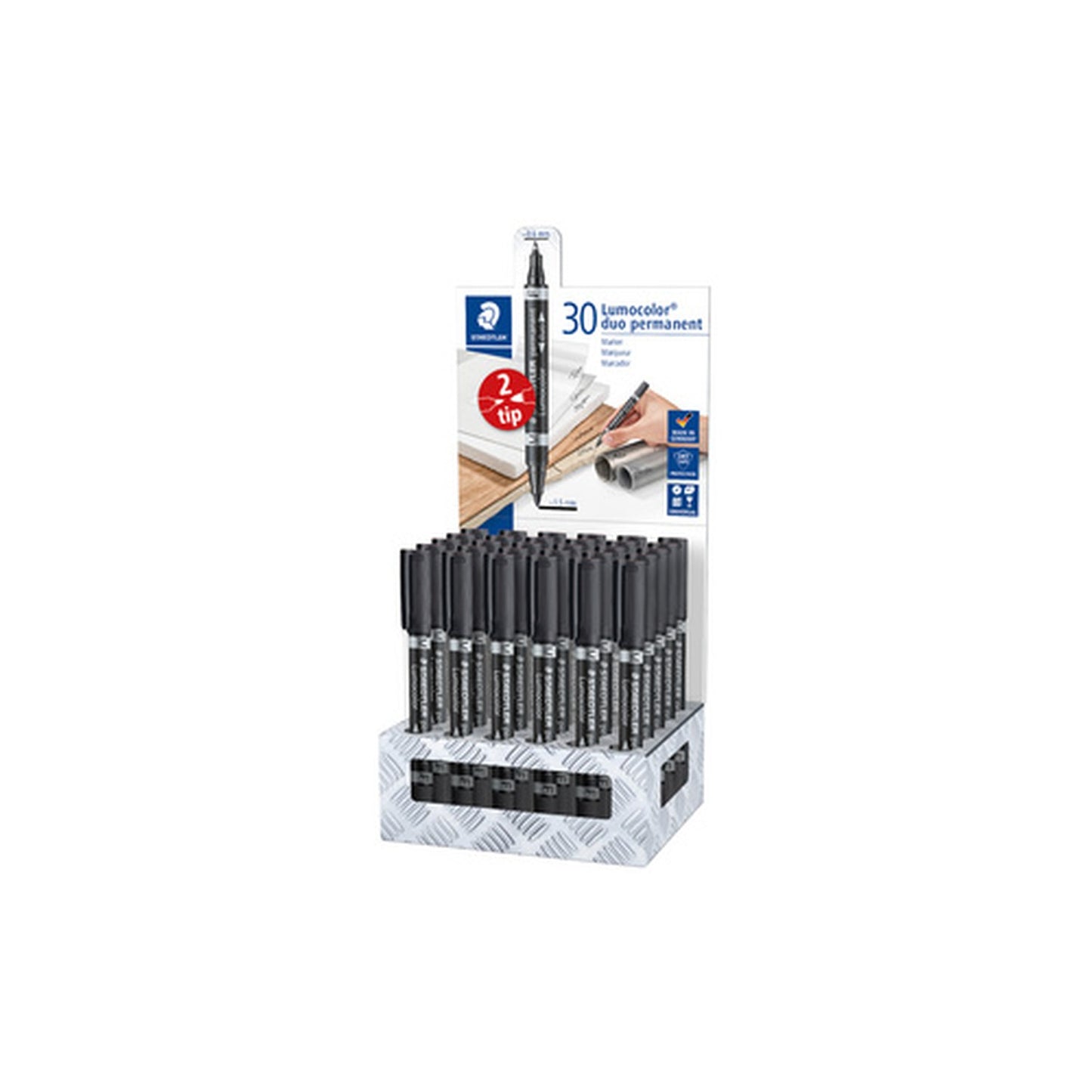 STAEDTLER Lumocolor Marqueur permanent duo, présentoir de 30