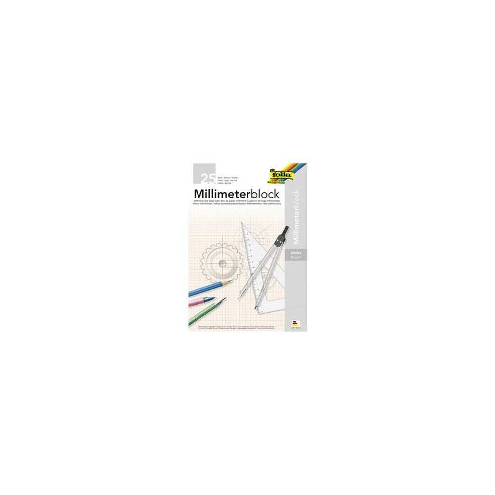 folia Bloc papier millimétré, A4, 80 g/m2, 25 feuilles
