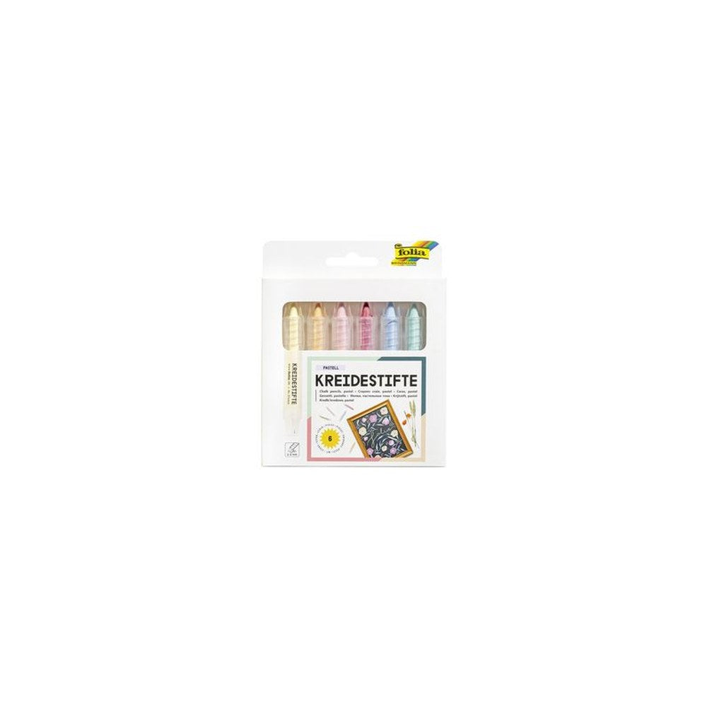 folia Crayon craie PASTEL, couleurs assorties, étui de 6
