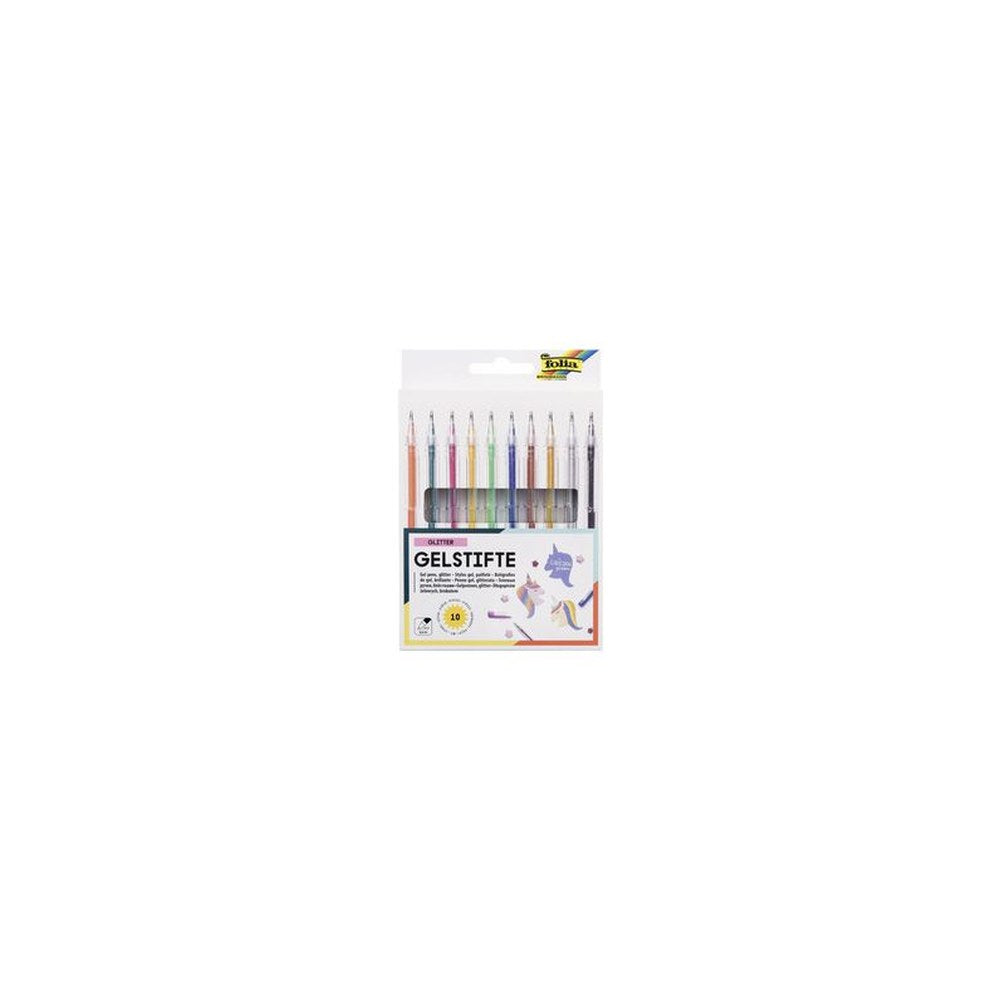 folia Stylo gel GLITTER, couleurs assorties, étui de 10