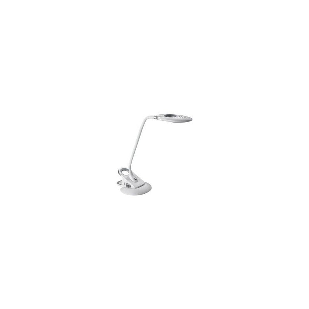 Hansa Lampe de bureau à LED Swirl, pied/pince, blanc/argent