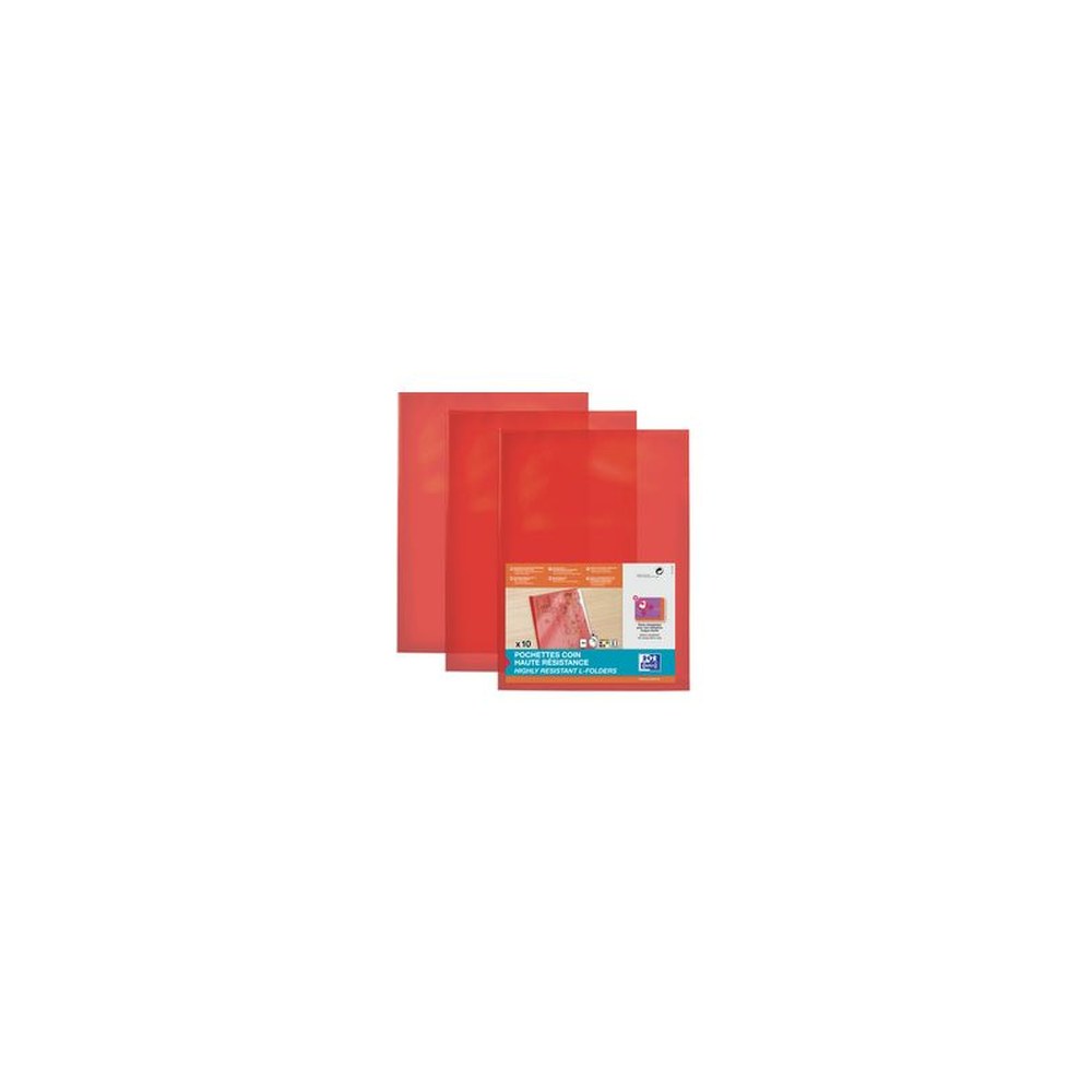 Oxford Pochettes-coin haute résistance, A4, PVC, rouge
