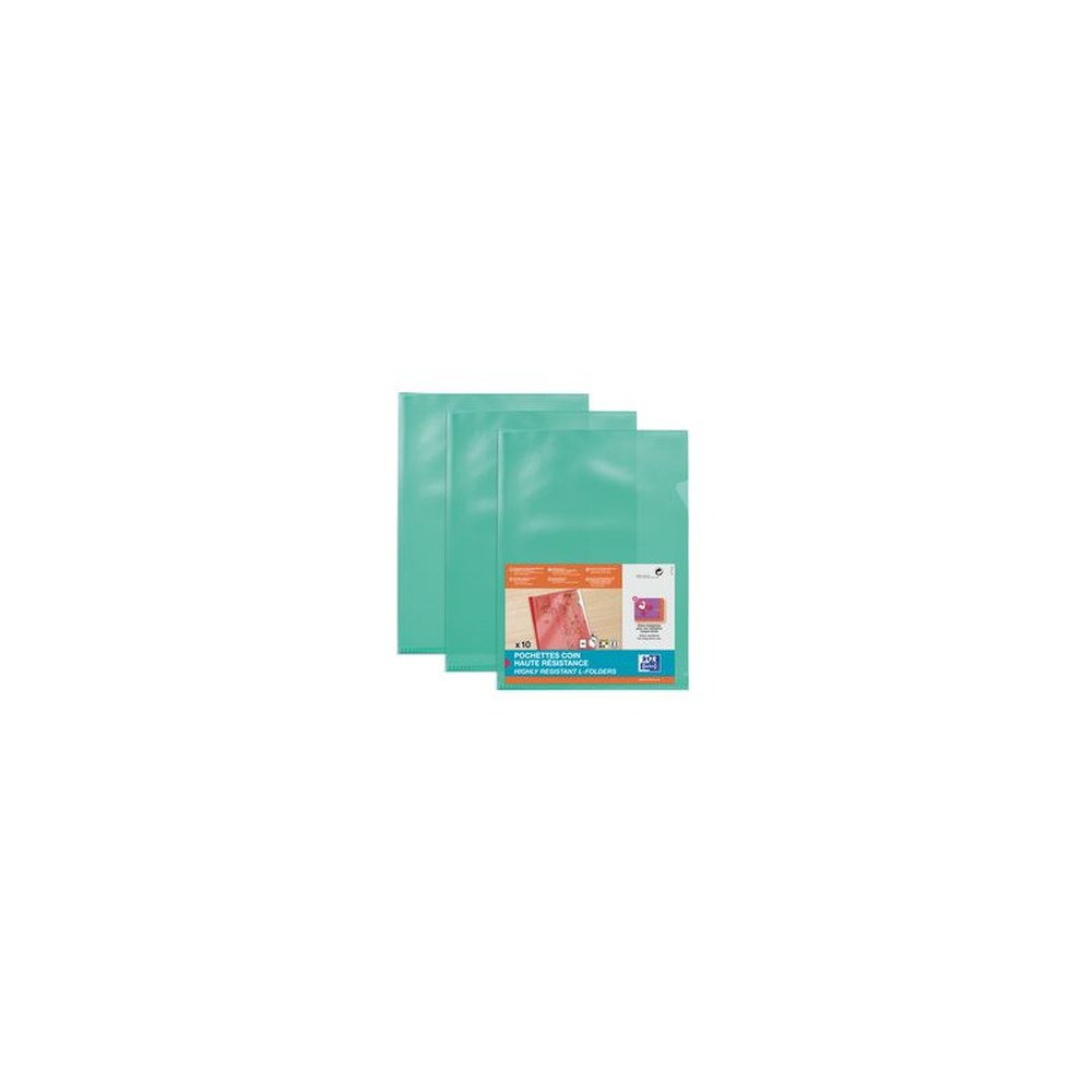Oxford Pochettes-coin haute résistance, A4, PVC, vert