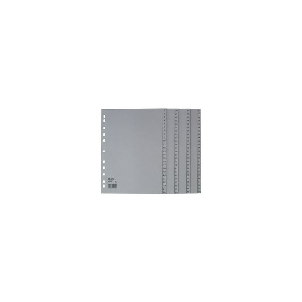 Oxford Intercalaire en plastique 1-100, A4, 100 pièces, gris