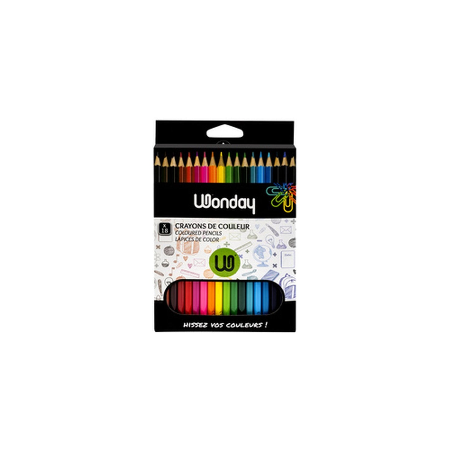 Wonday Crayons de couleur, étui carton de 18