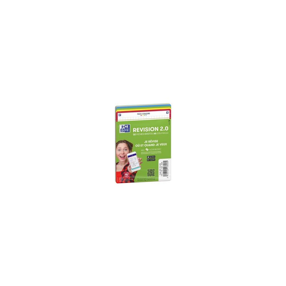 Oxford Fiches bristol REVISION 2.0, A5, bord de couleur