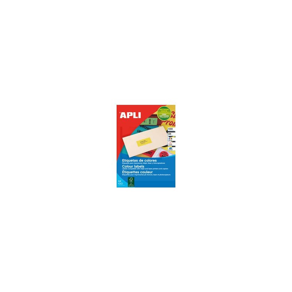 APLI Etiquette d'adresse, 210 x 297 mm, orange fluo
