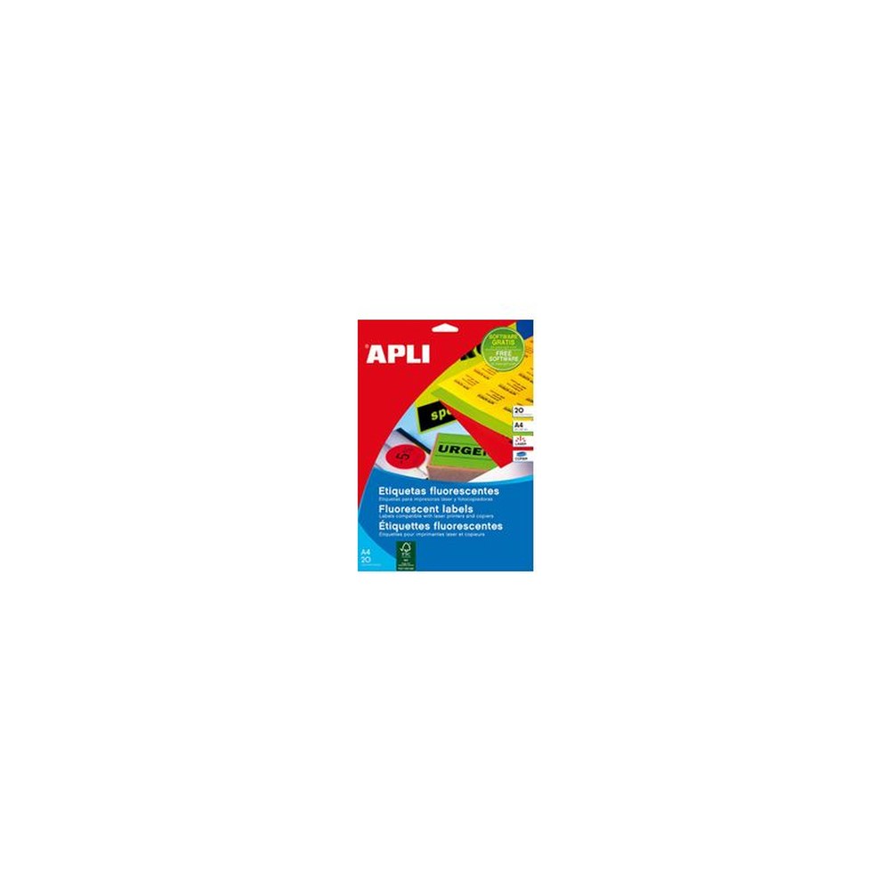 APLI Etiquette d'adresse, 99,1 x 67,7 mm, jaune fluo