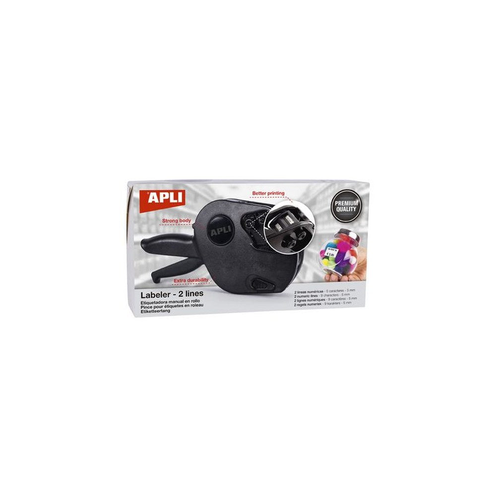 APLI Pince à étiqueter 102365, 2 lignes, 9 chiffres