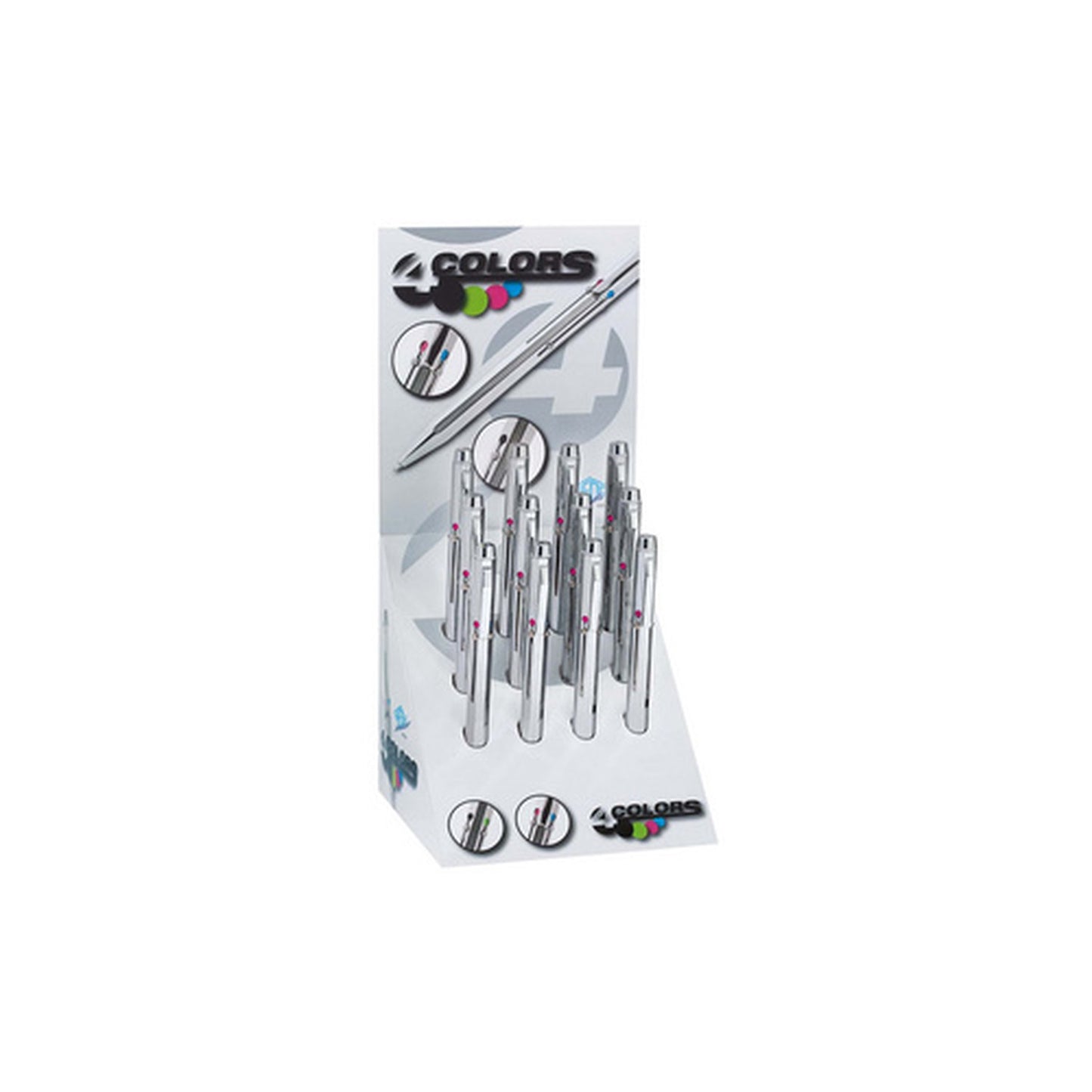 WEDO Stylo à bille 4 couleurs, rétractable, présentoir x12