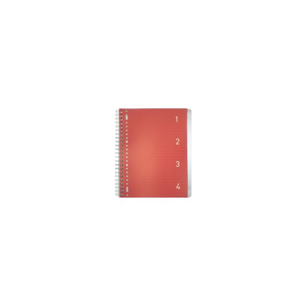 kangaro Cahier à spirale 4en1, A4, ligné, 200 pages, rouge