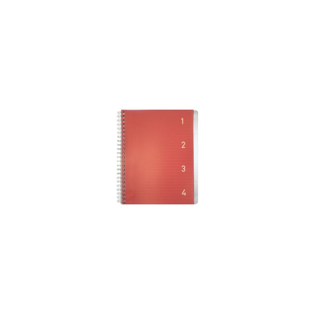 kangaro Cahier à spirale 4en1, A5, ligné, 200 pages, rouge