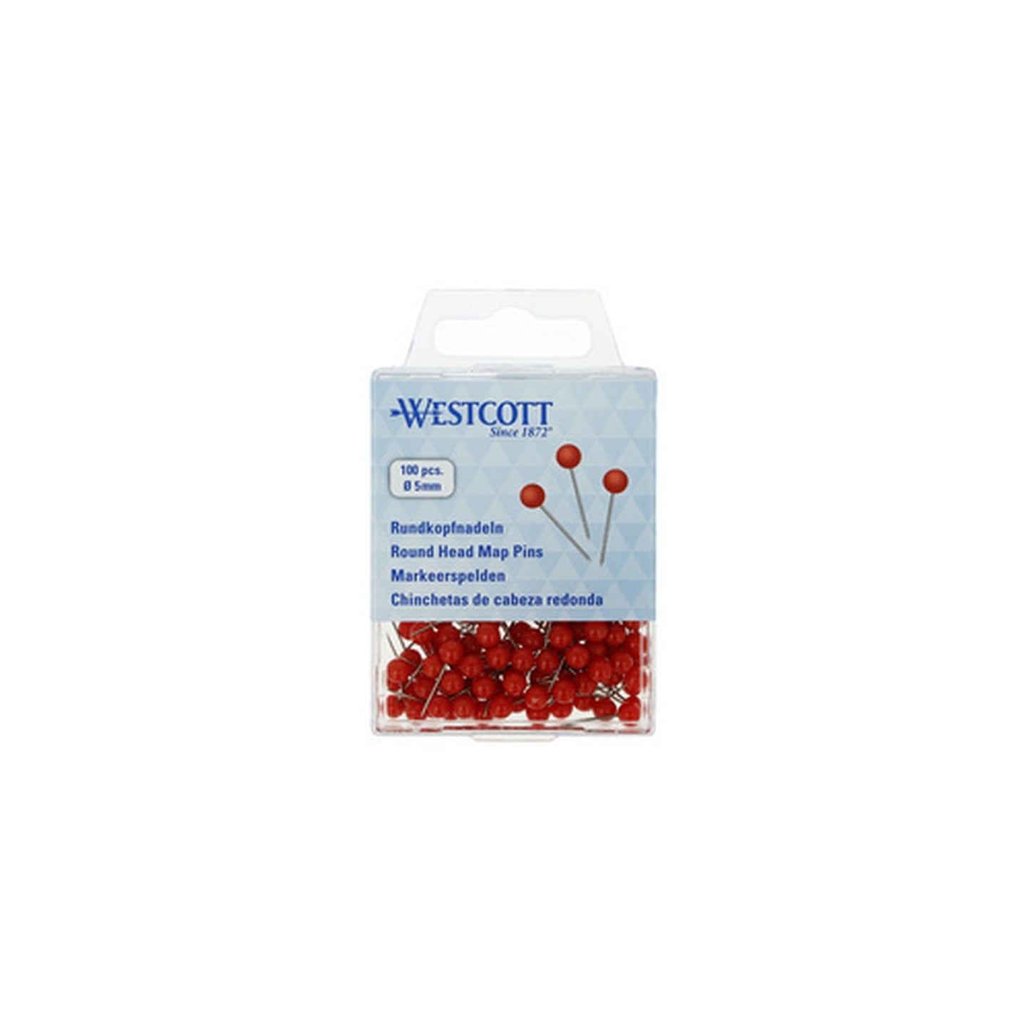 WESTCOTT Épingle à tête ronde, taille 5, rouge