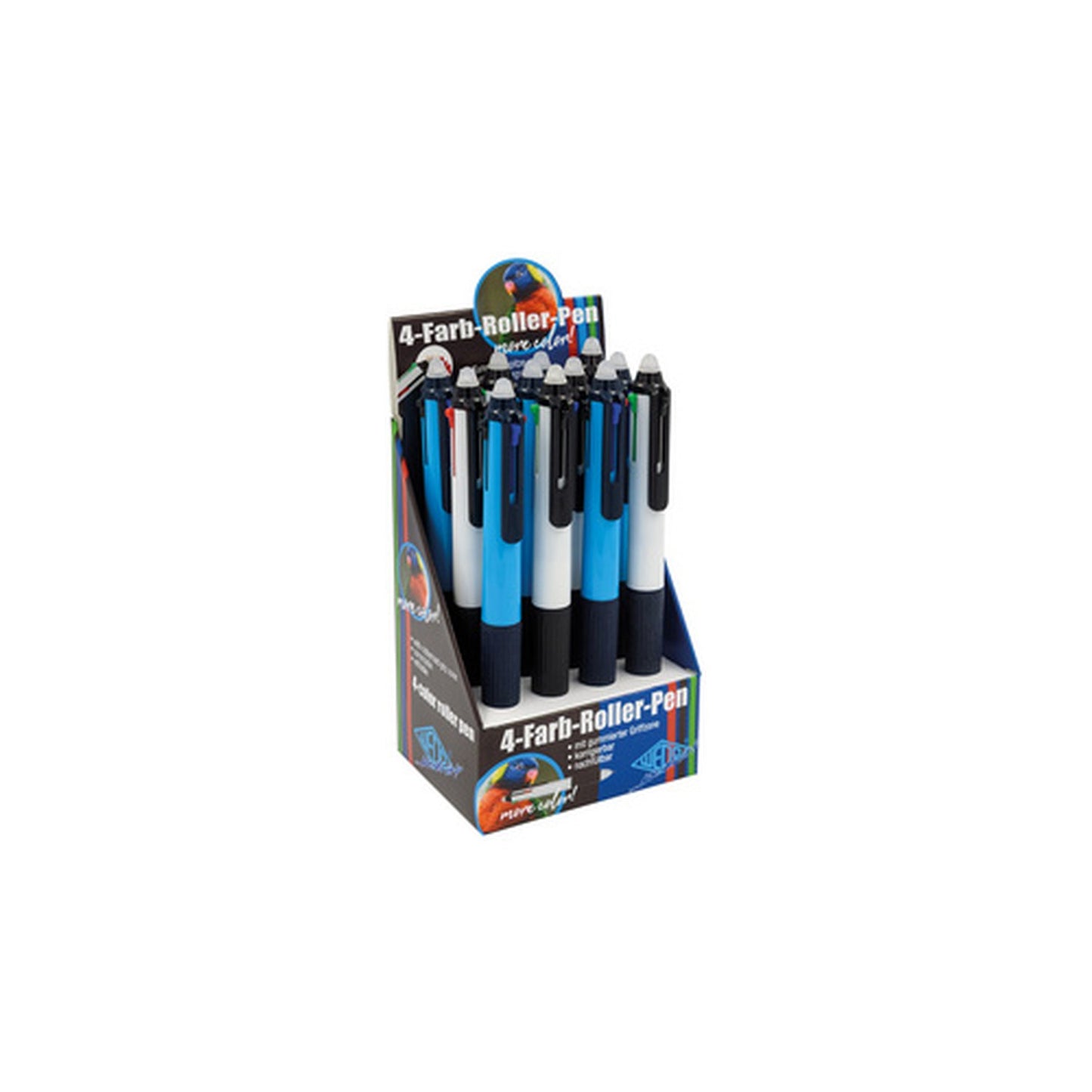 WEDO Stylo à bille à quatre couleurs, effaçable, présentoir x12