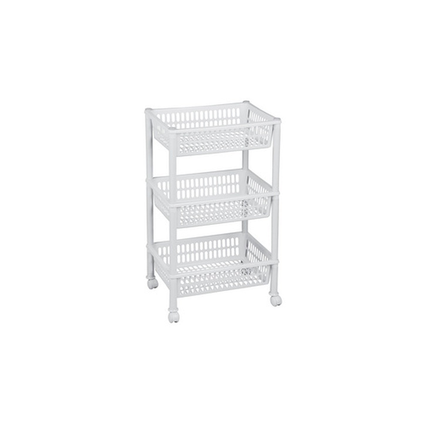 plast team Chariot de rangement, à 3 corbeilles, blanc
