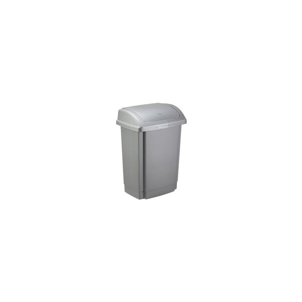 past team Poubelle à couvercle basculant, 25 litres, argent