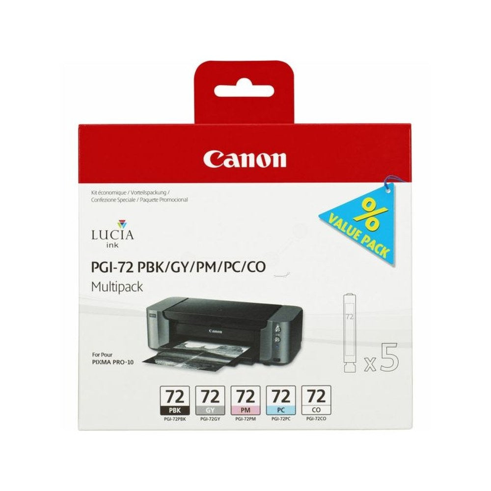 Cartouches d'origines Canon 6403B007 / PGI-72 - multipack 5 couleurs : noire, cyan photo, magenta photo, grise