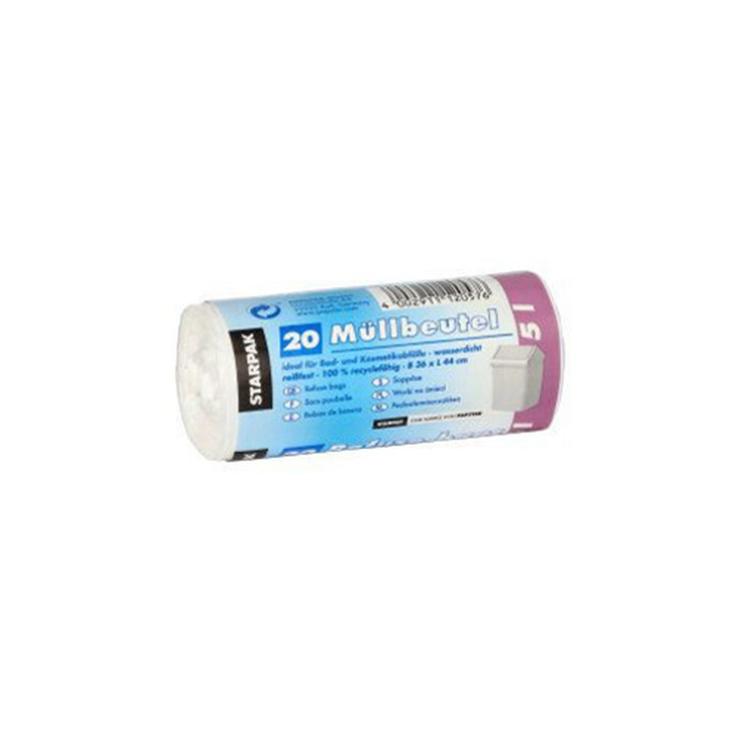 STARPAK Sac poubelle LDPE, 5 litres, blanc