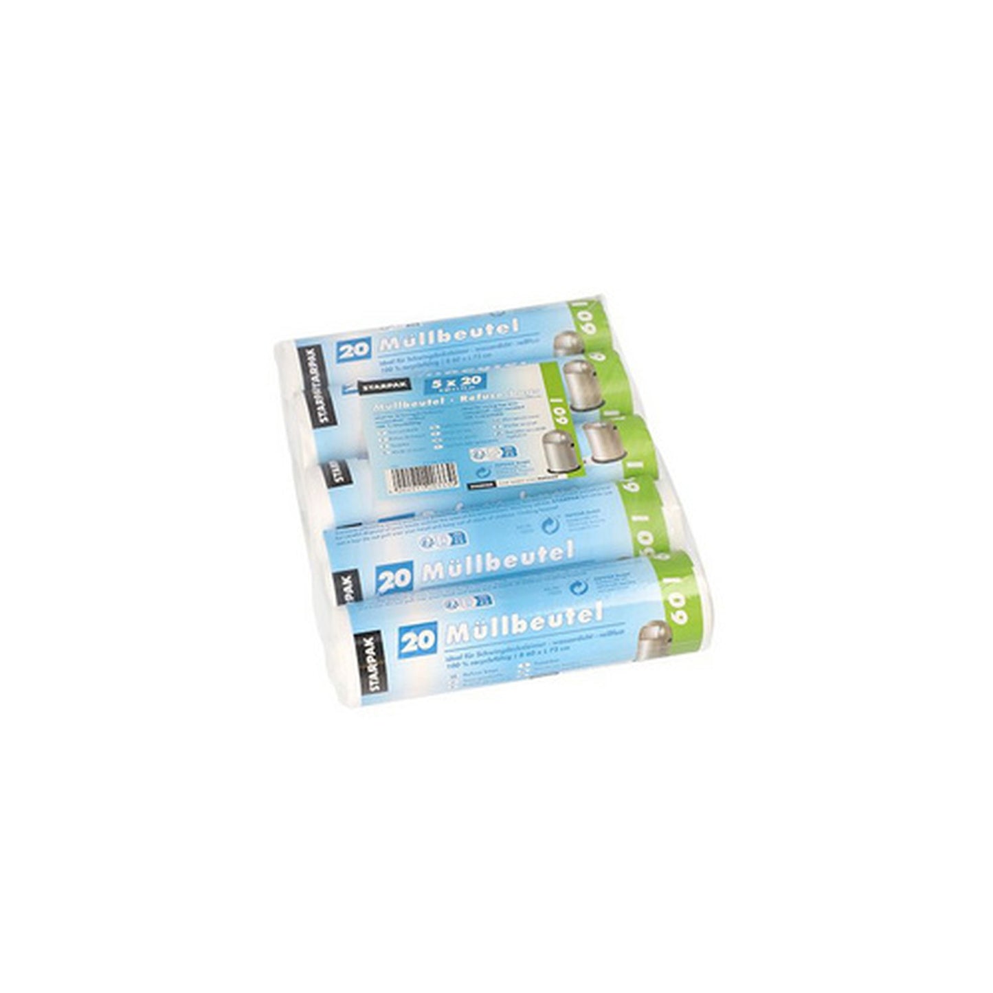 STARPAK Sac poubelle HDPE, 60 litres, blanc