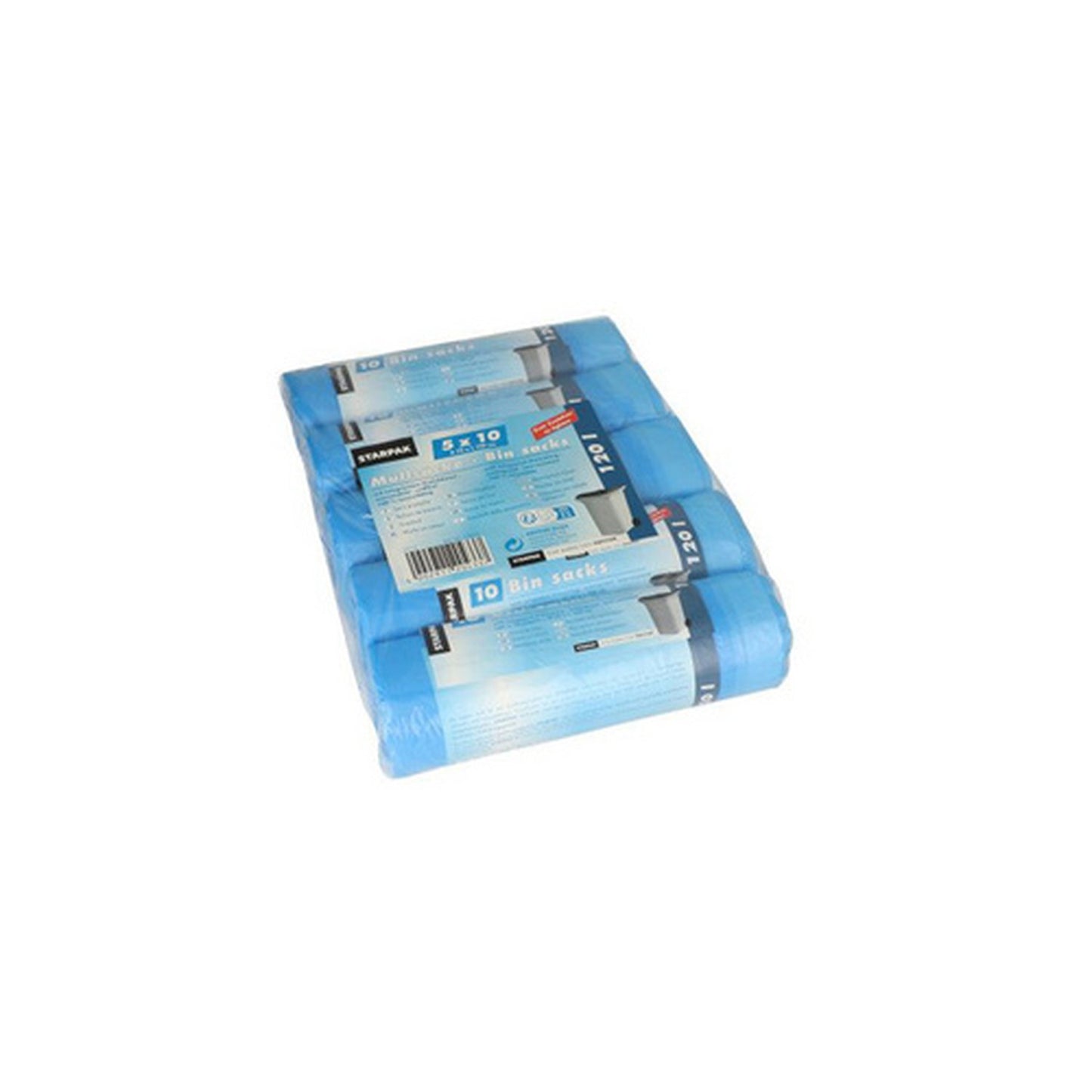 STARPAK Sac poubelle HDPE à liens coulissants, 120 litres