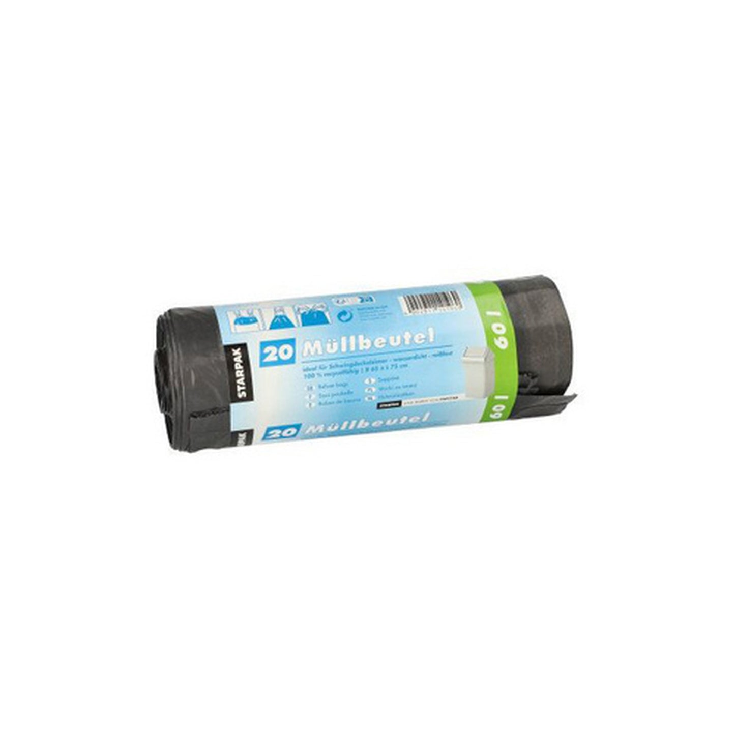 STARPAK Sac poubelle LDPE, à liens coulissants, 60 litres