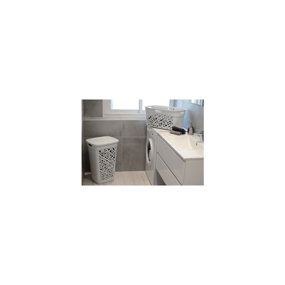 EDA Panier à linge ALMERIA, avec couvercle, 60 L, gris