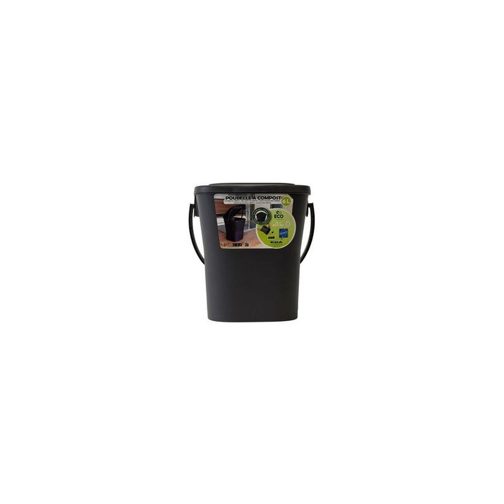 EDA Poubelle à compost, 6 litres, anthracite