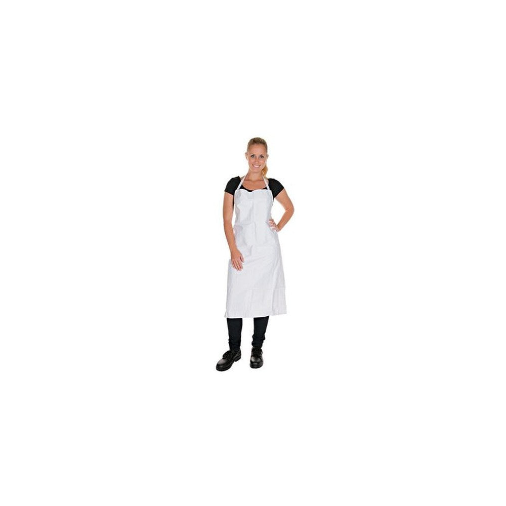 HYGOSTAR Tablier à bavette, coton, blanc x2
