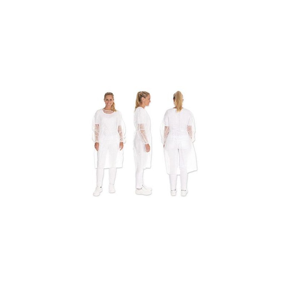 HYGOSTAR Blouse PP avec élastique aux manches, L, blanc x10