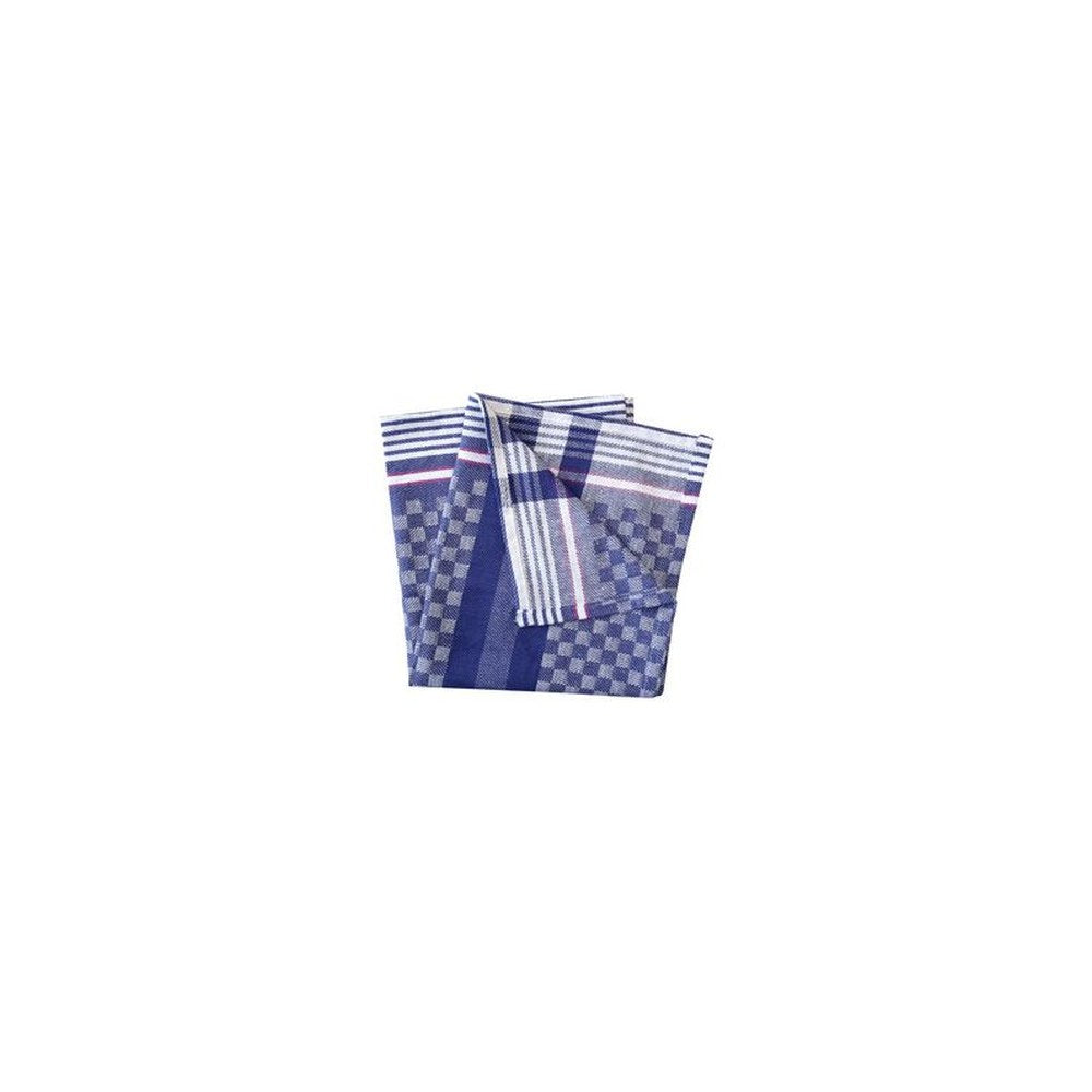 HYGOSTAR Torchon à vaisselle, quadrillé bleu-blanc, 240 g/m2 x5