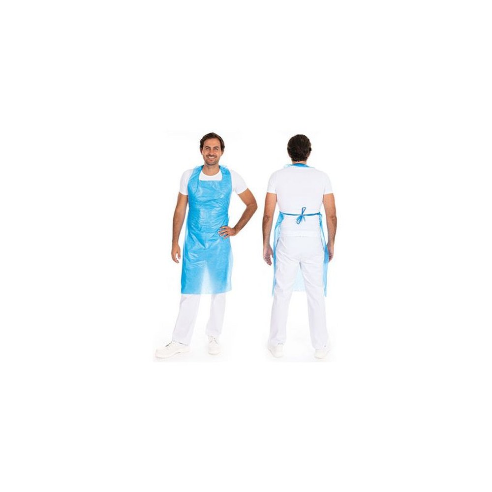 HYGONORM Tablier LDPE usage unique, bouchardé, bleu