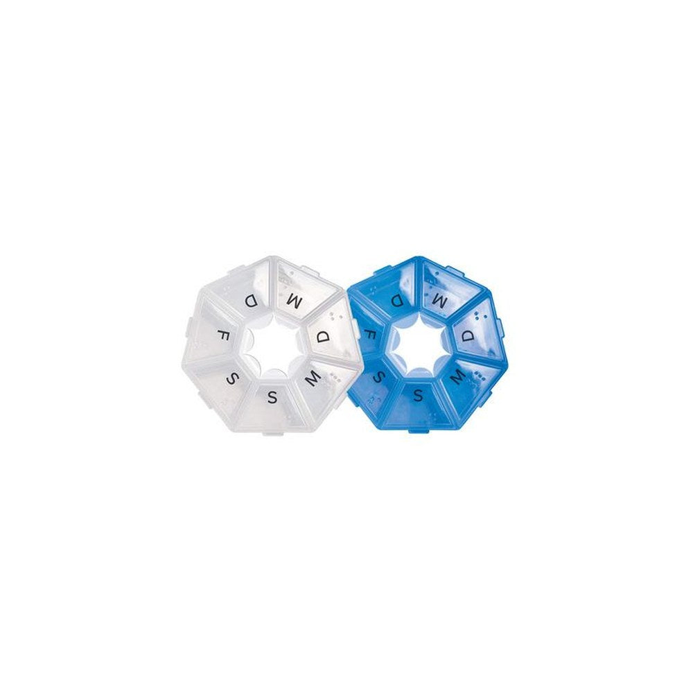Lifemed Wochen-Pillendose, Kunststoff, transparent / blau