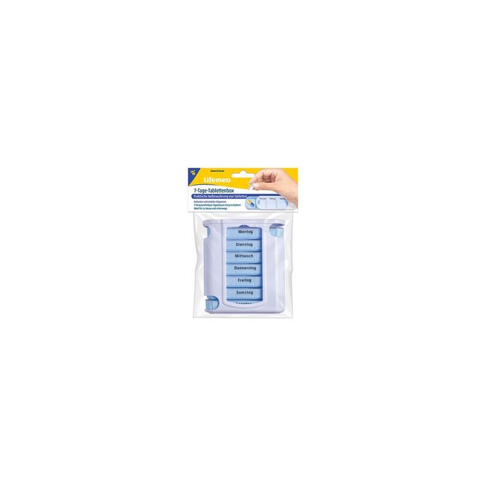 Lifemed 7-Tage-Tablettenbox, Kunststoff, weiß / blau