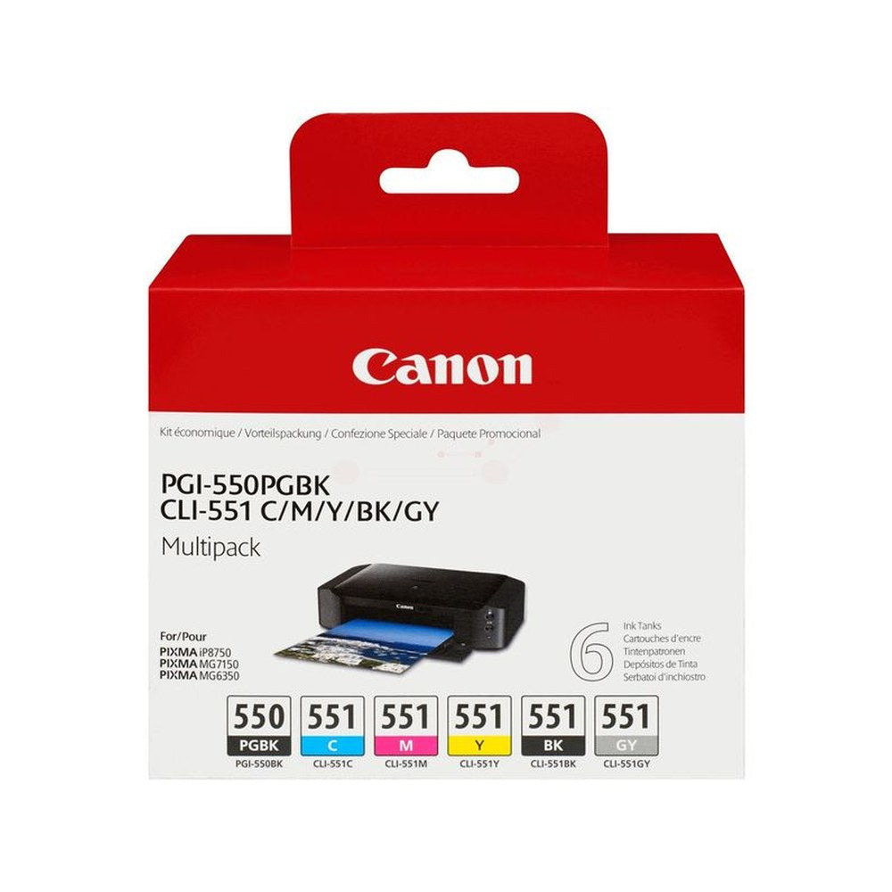 Cartouches d'origines Canon 6509B013 / PGI-550/CLI-551 - multipack 4 couleurs : noire, cyan, magenta, jaune