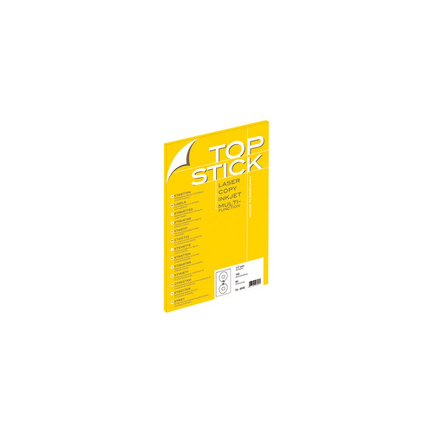 TOP STICK Etiquette CD/DVD, diamètre: 117 mm, blanc