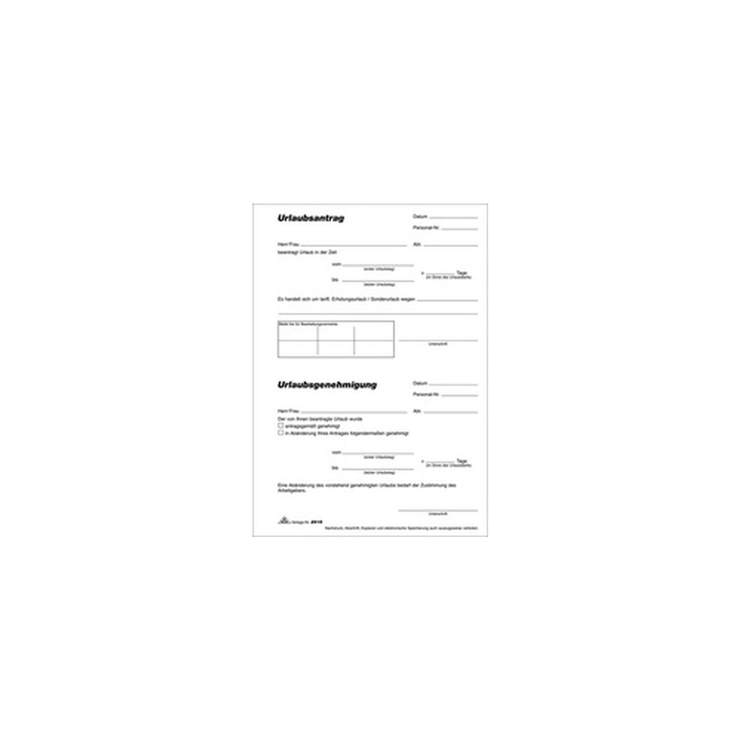 RNK Verlag Formulaire "demande de congé", bloc, format A5