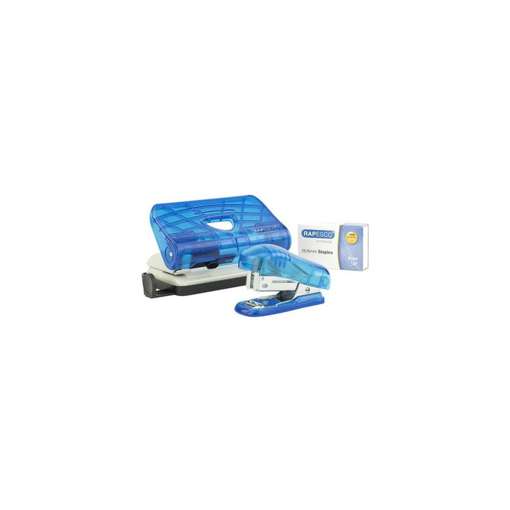 LEITZ Kit agrafeuse et perforateur, bleu transparent