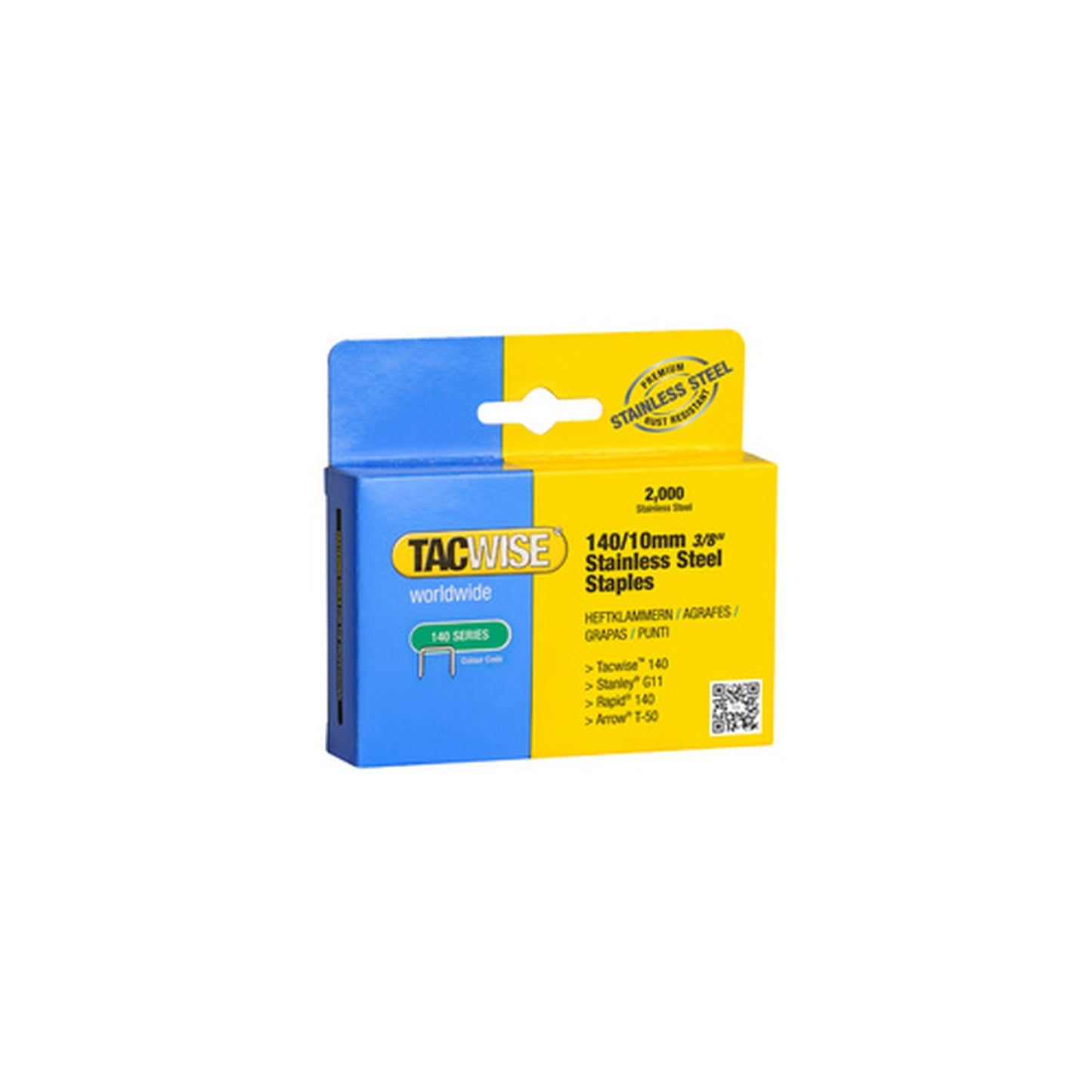 TACWISE Agrafes 140/12 mm, acier inoxydable, 2.000 pièces
