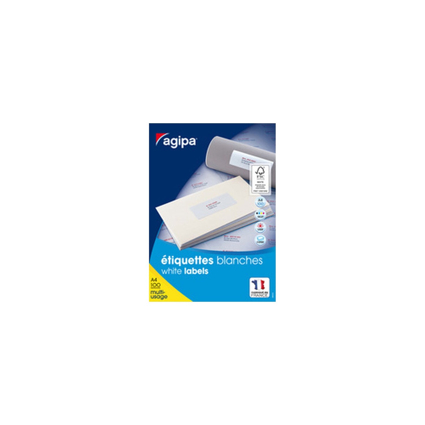 agipa Etiquette universelle, 105 x 42,4 mm, coin droits
