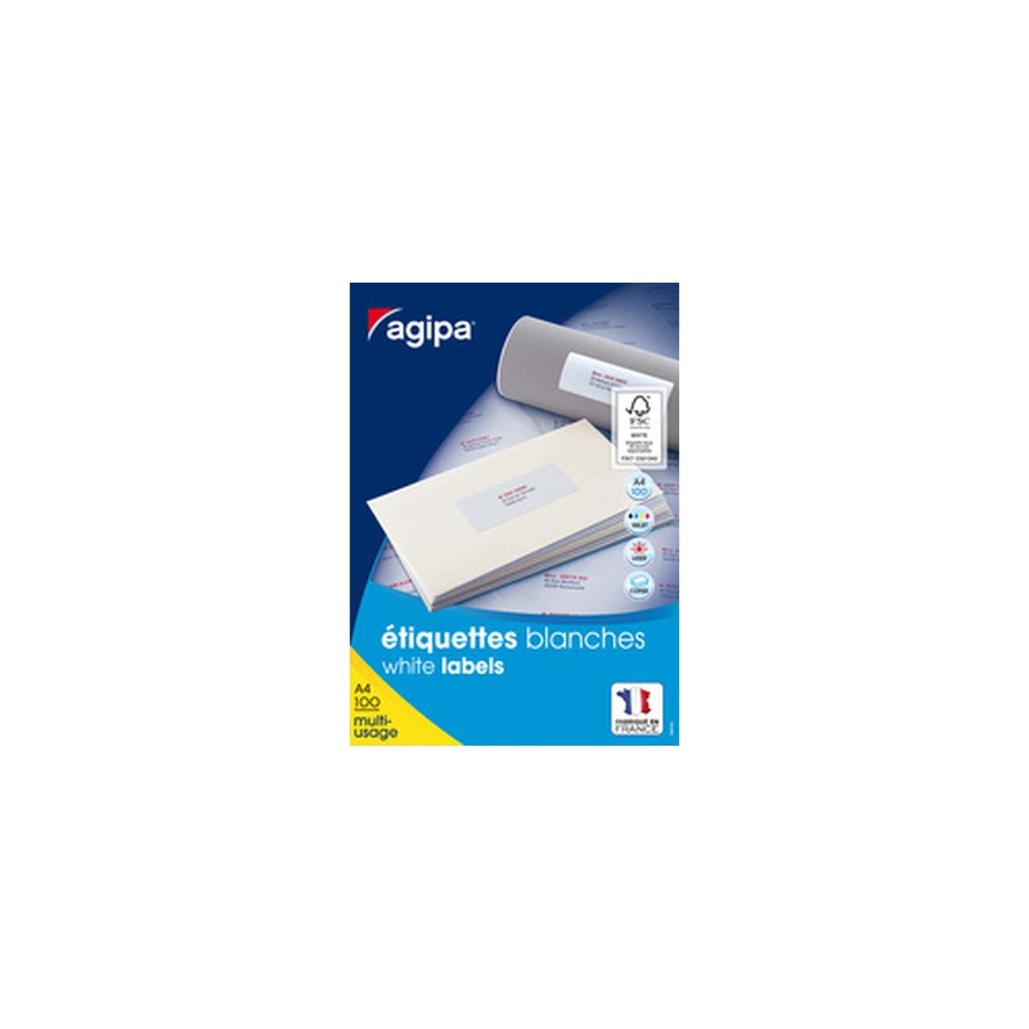 agipa Etiquette universelle, 105 x 48 mm, blanc