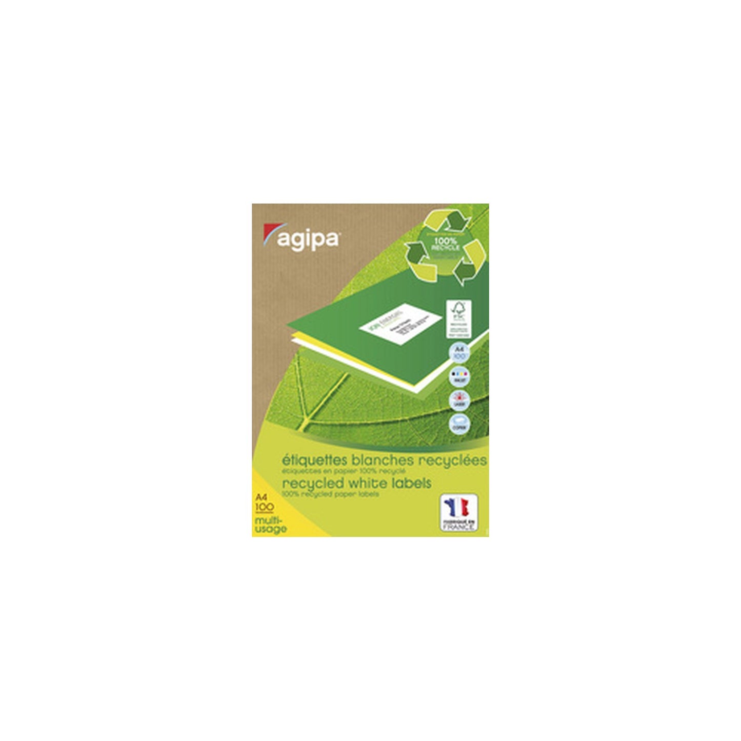 agipa Etiquette multi-usage, recyclé, 210 x 297 mm, blanc