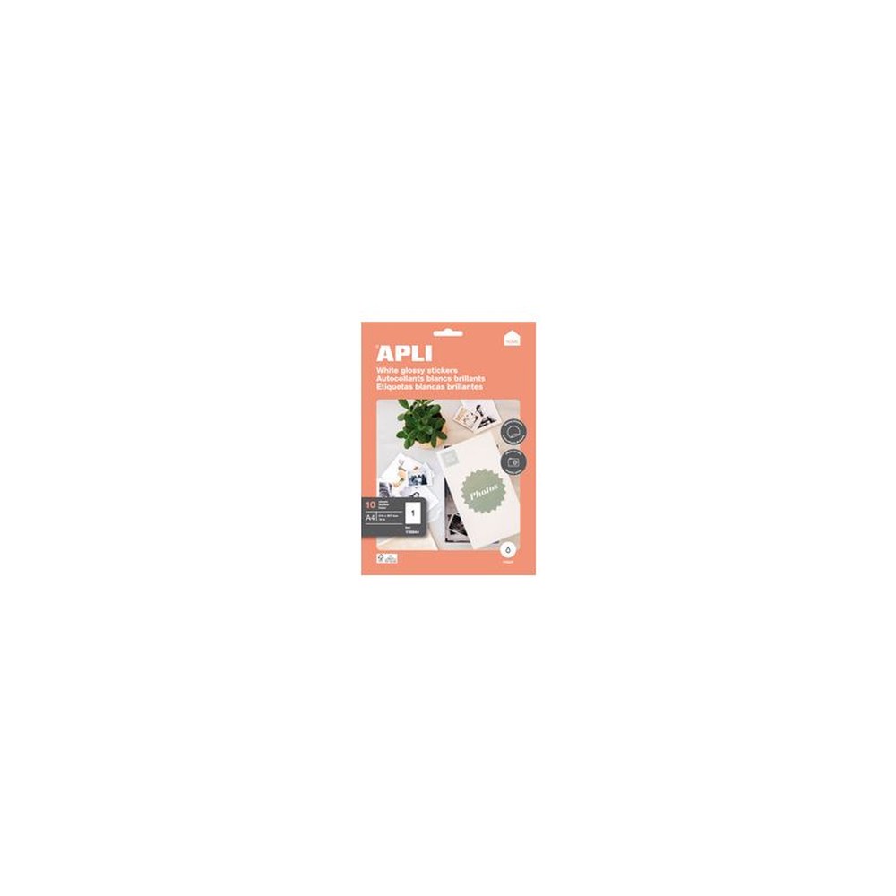APLI Etiquette photo brillante, 210 x 297 mm, blanc