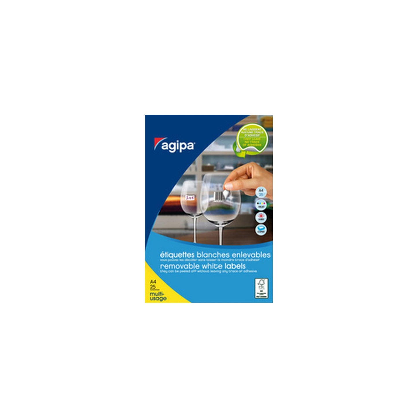 agipa Etiquette universelle, 18 x 12 mm, enlevable, blanc