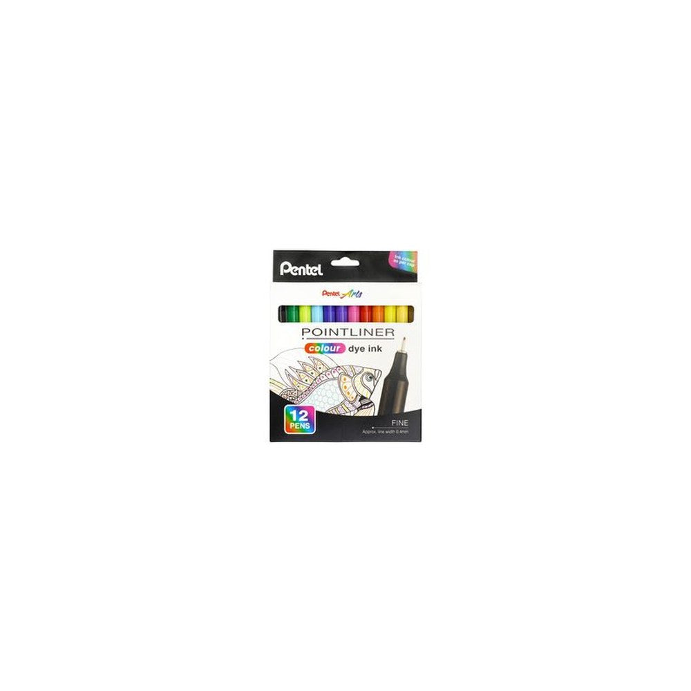 PentelArts Feutre POINTLINER colour dye ink, étui de 12