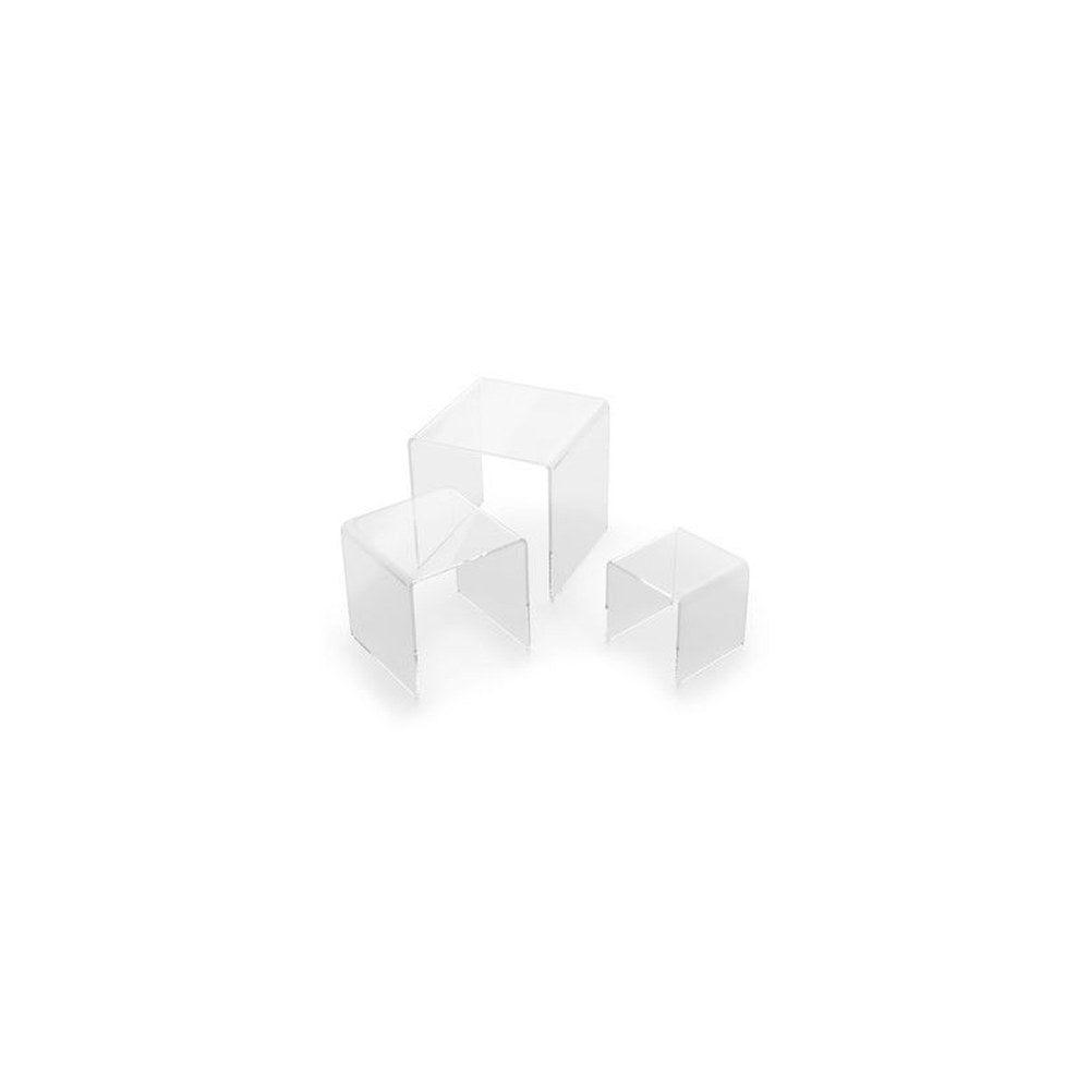 deflecto Podium carré, transparent, set de 3