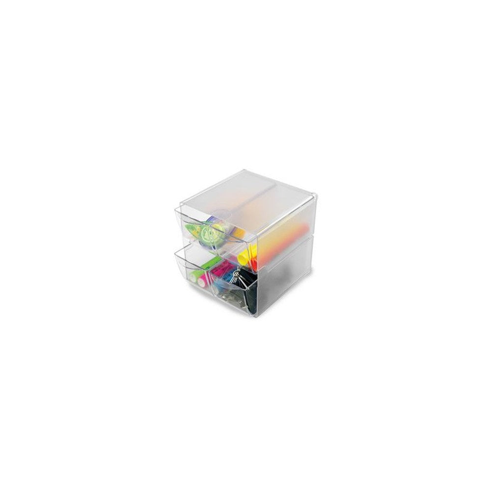 deflecto Boîte de rangement Cube, 4 tiroirs, cristal