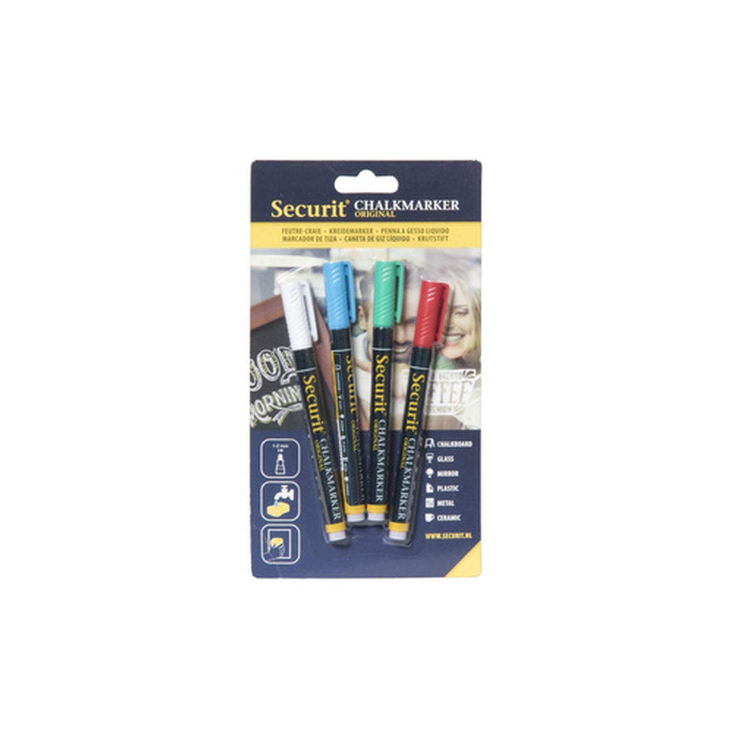 Securit Feutre-craie ORIGINAL SMALL, kit de 4