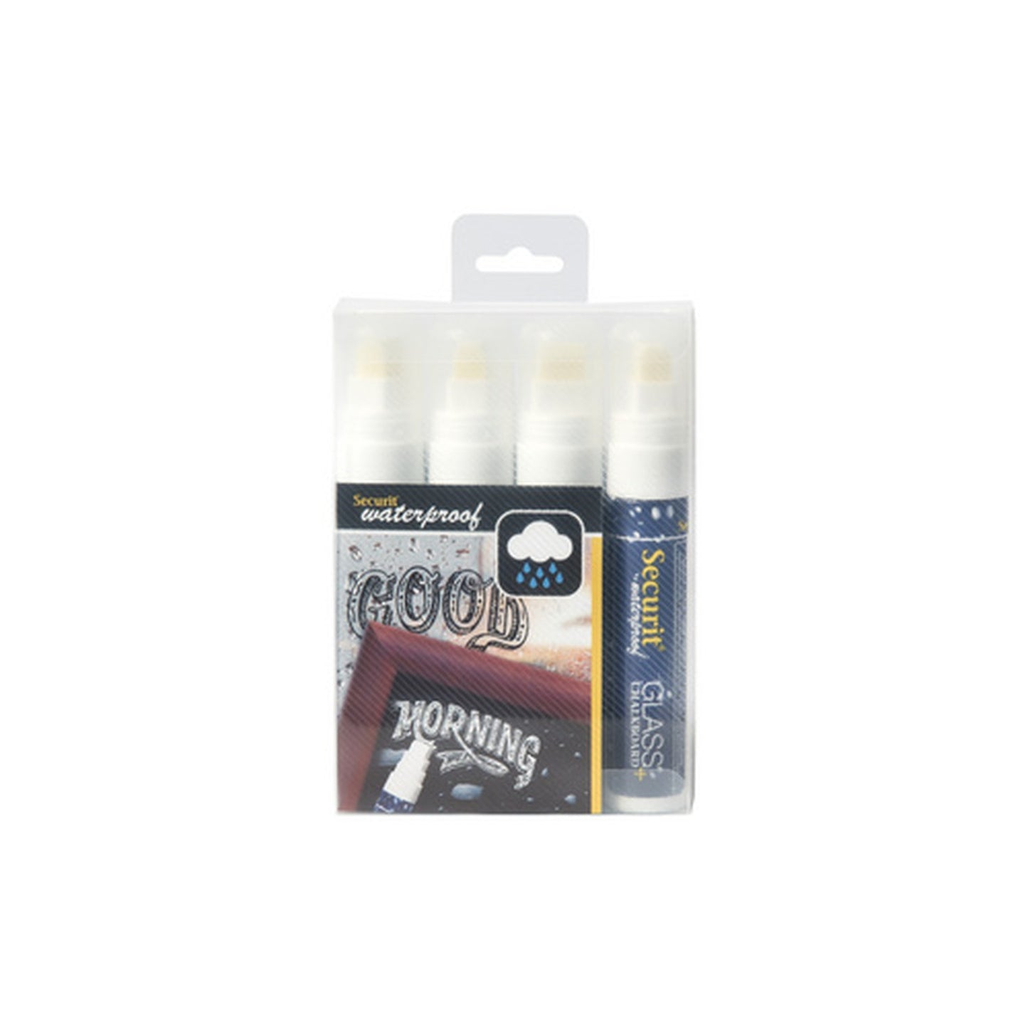 Securit Feutre-craie WATERPROOF LARGE, étui de 4, blanc